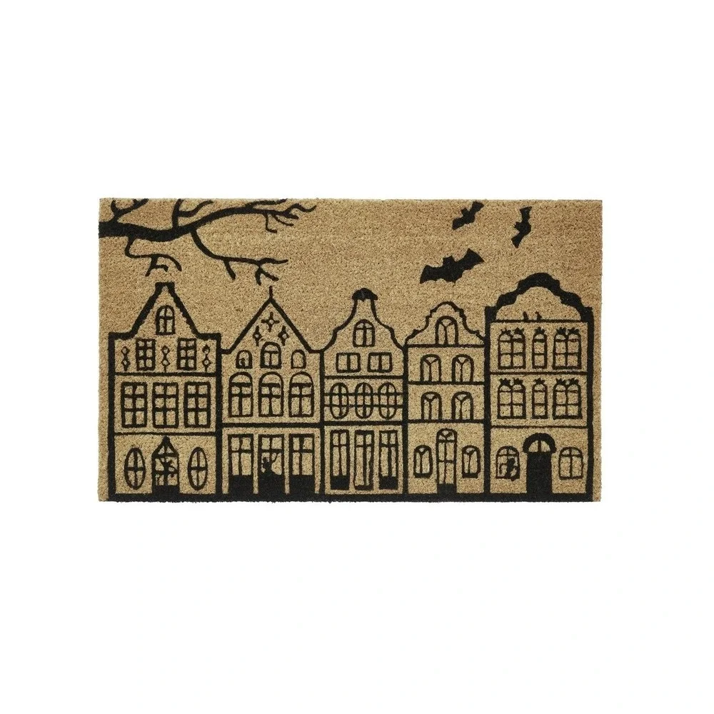 My Texas‎ House Natural/Black Bats Halloween Coir Doormat, 18x30